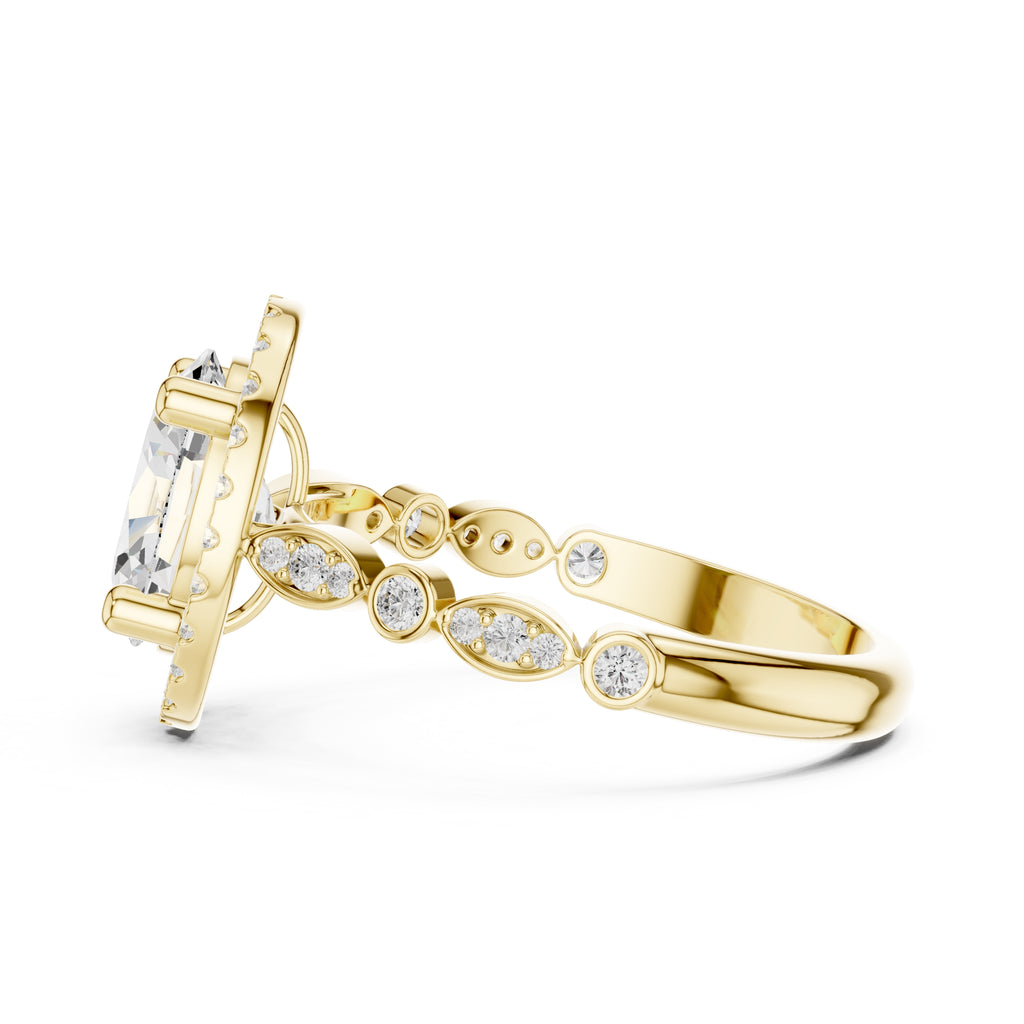 1.50 ct Classic Oval Halo Statement Ring 1.5ct Yellow Gold