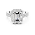 2.50 ct Emerald Cut Milgrain Halo Engagement Ring 2.5ct White Gold