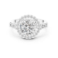2.00 ct Round Lab-Grown Diamond Baguette Halo Ring 2ct White Gold