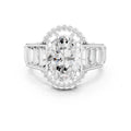 3.50 ct Oval Lab-Grown Diamond Baguette Halo Ring 3.5ct White Gold