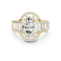 3.50 ct Oval Lab-Grown Diamond Baguette Halo Ring 3.5ct Yellow Gold