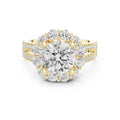2.10 ct Round Lab-Grown Diamond Cluster Halo Ring 2.1ct Yellow Gold