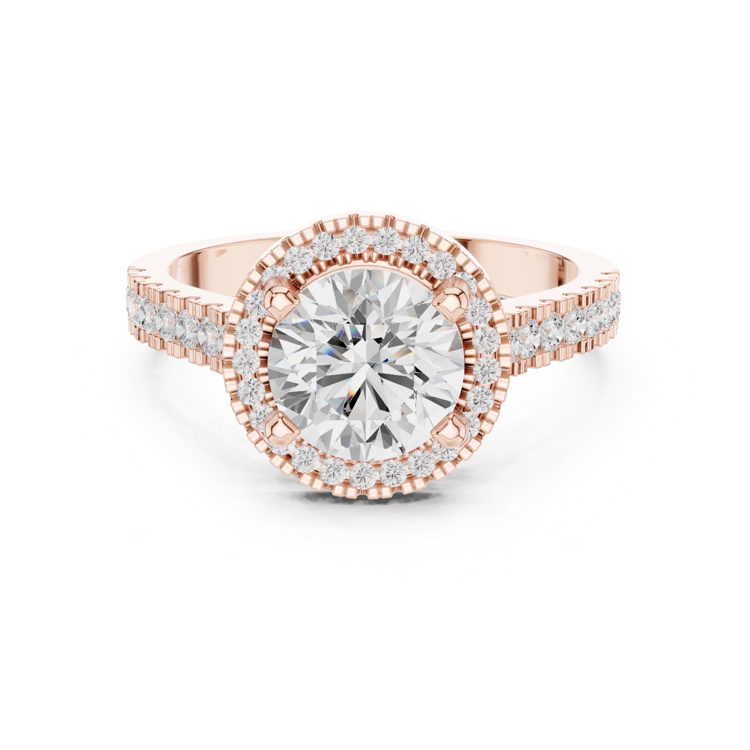 1.50 ct Round Lab-Grown Diamond Halo Ring 1.5ct Rose Gold