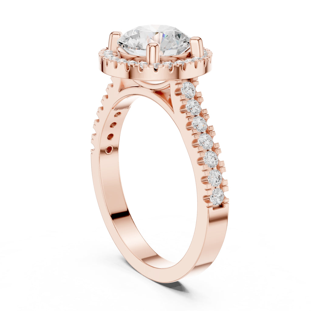 1.50 ct Round Lab-Grown Diamond Halo Ring 1.5ct Rose Gold