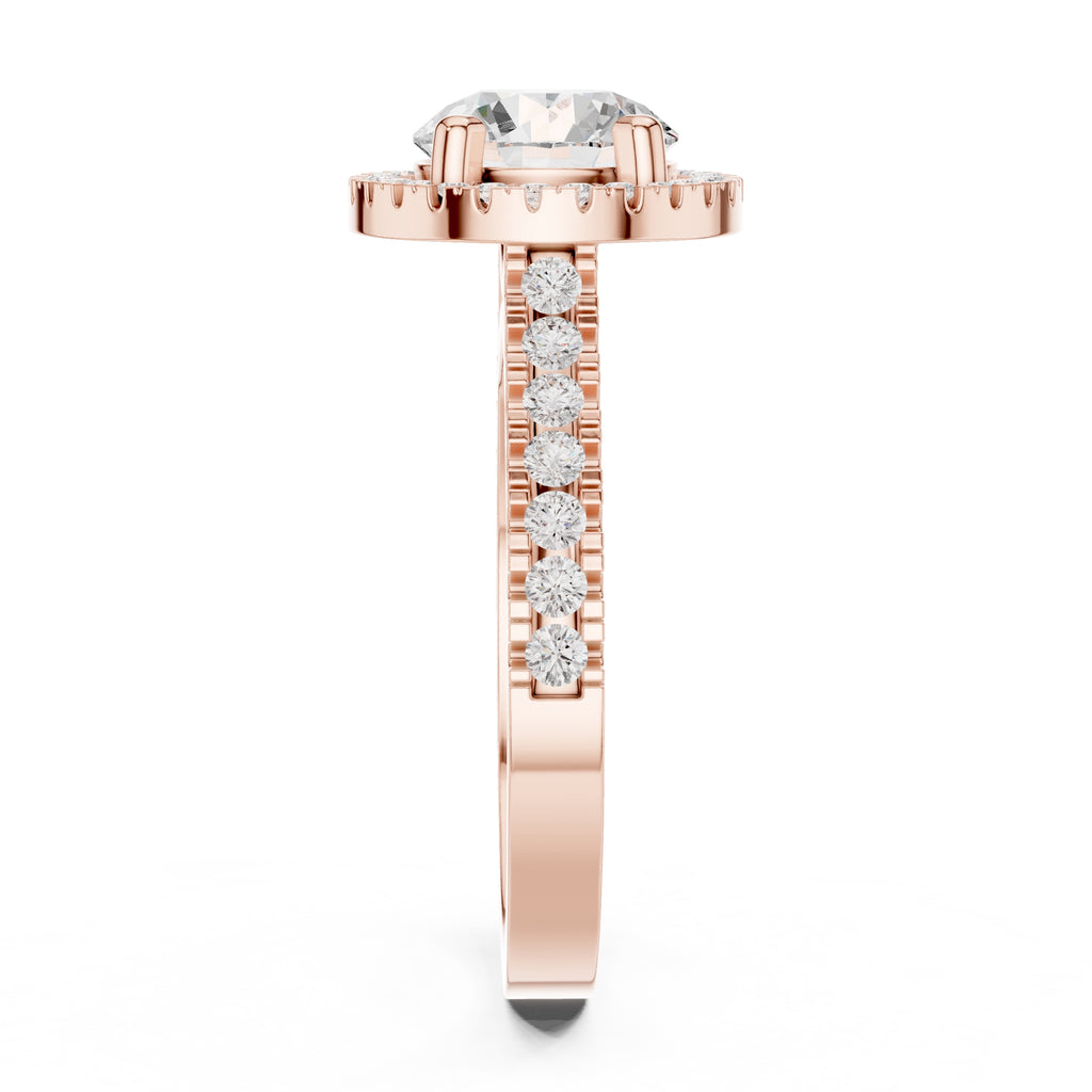 1.50 ct Round Lab-Grown Diamond Halo Ring 1.5ct Rose Gold