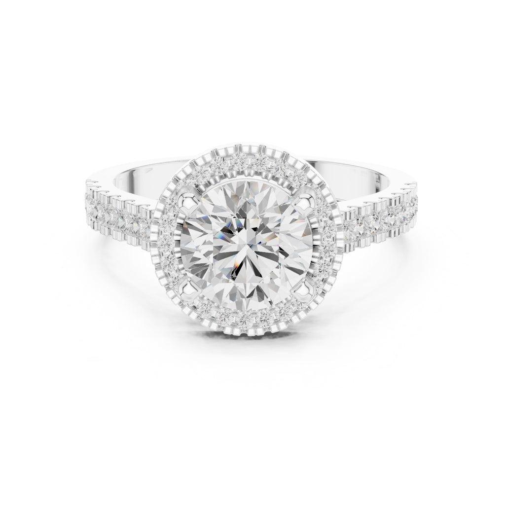 1.50 ct Round Lab-Grown Diamond Halo Ring 1.5ct White Gold