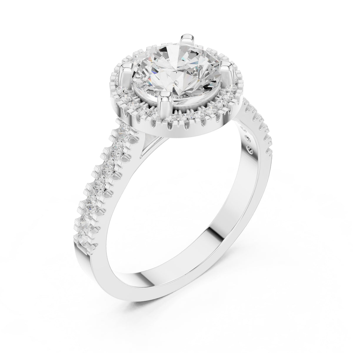 1.50 ct Round Lab-Grown Diamond Halo Ring 1.5ct White Gold