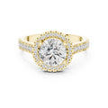 1.50 ct Round Lab-Grown Diamond Halo Ring 1.5ct Yellow Gold