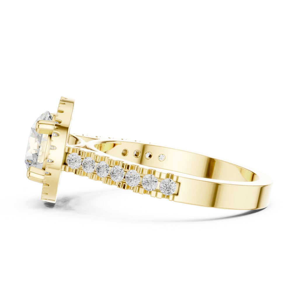 1.50 ct Round Lab-Grown Diamond Halo Ring 1.5ct Yellow Gold