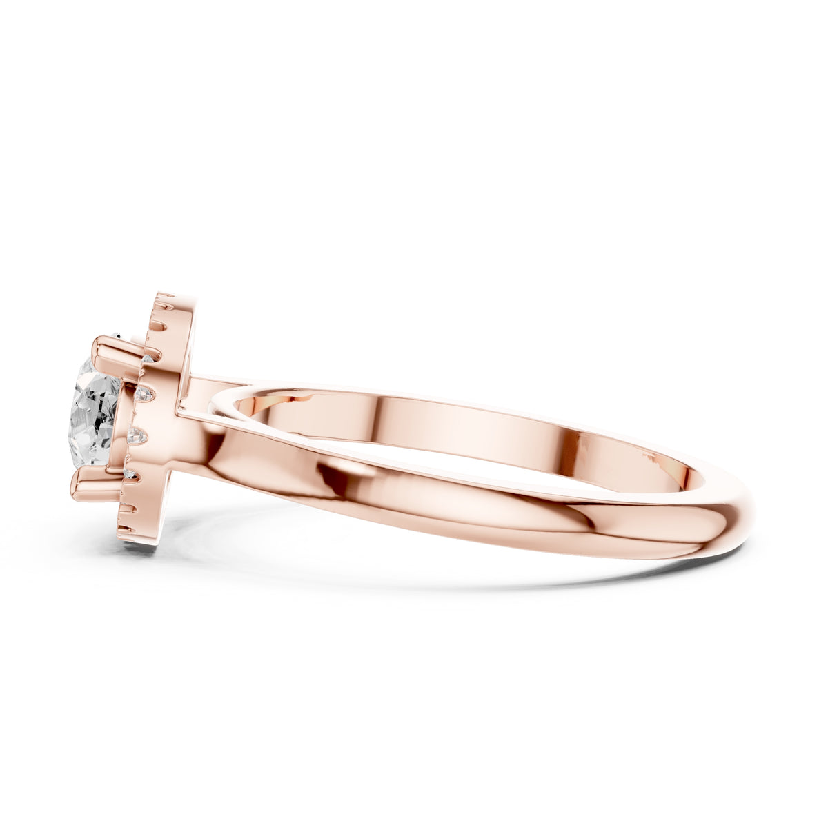 1.00 ct Teardrop Pave Halo Lab-Grown Diamond Ring 1ct Rose Gold