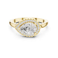 1.00 ct Teardrop Pave Halo Lab-Grown Diamond Ring 1ct Yellow Gold