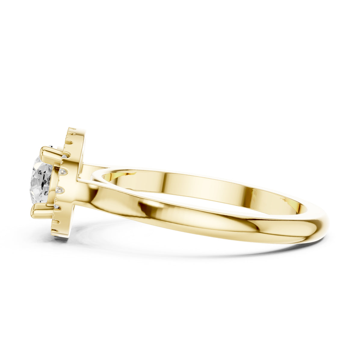 1.00 ct Teardrop Pave Halo Lab-Grown Diamond Ring 1ct Yellow Gold