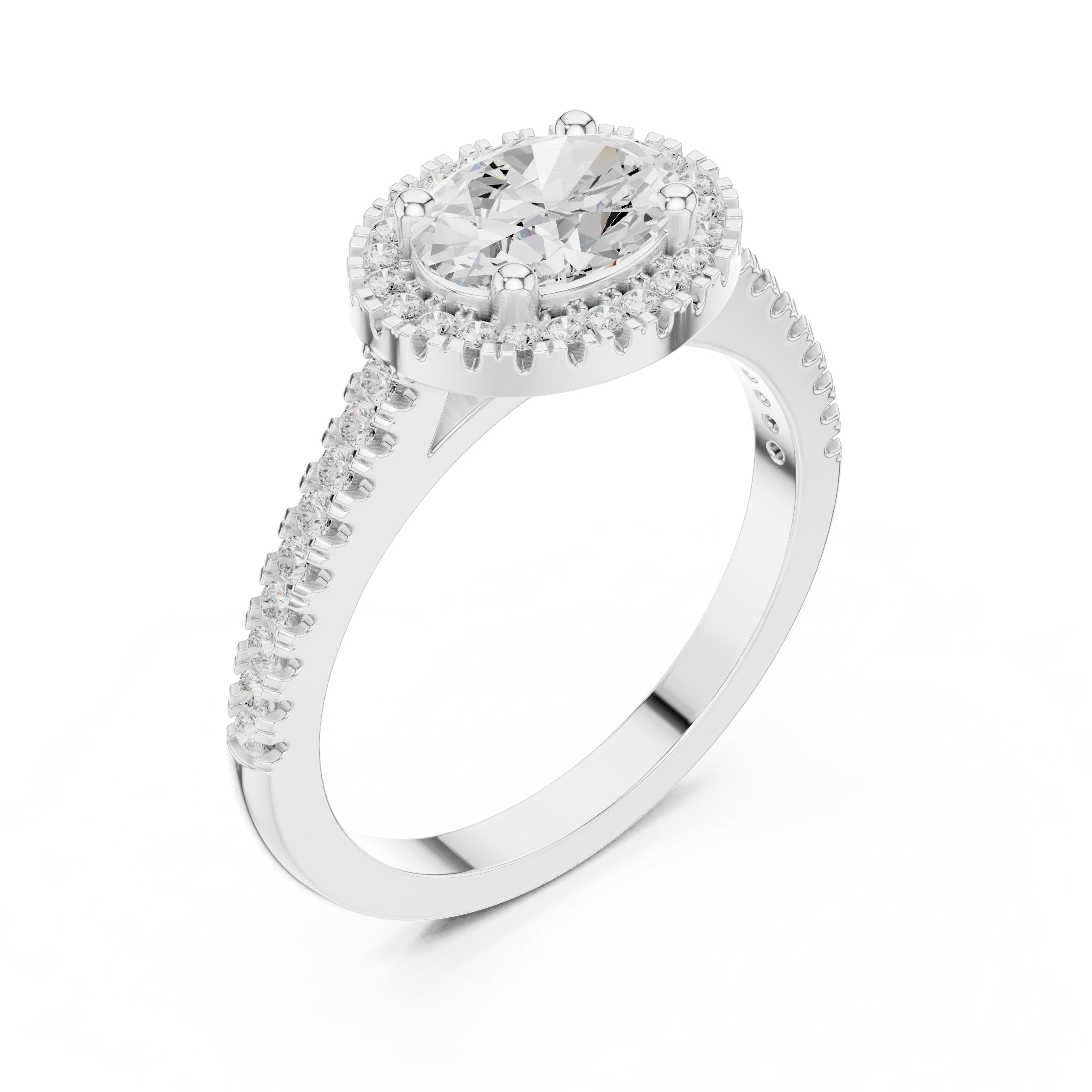 1.00 ct Oval Milgrain Halo Engagement Ring 1ct White Gold