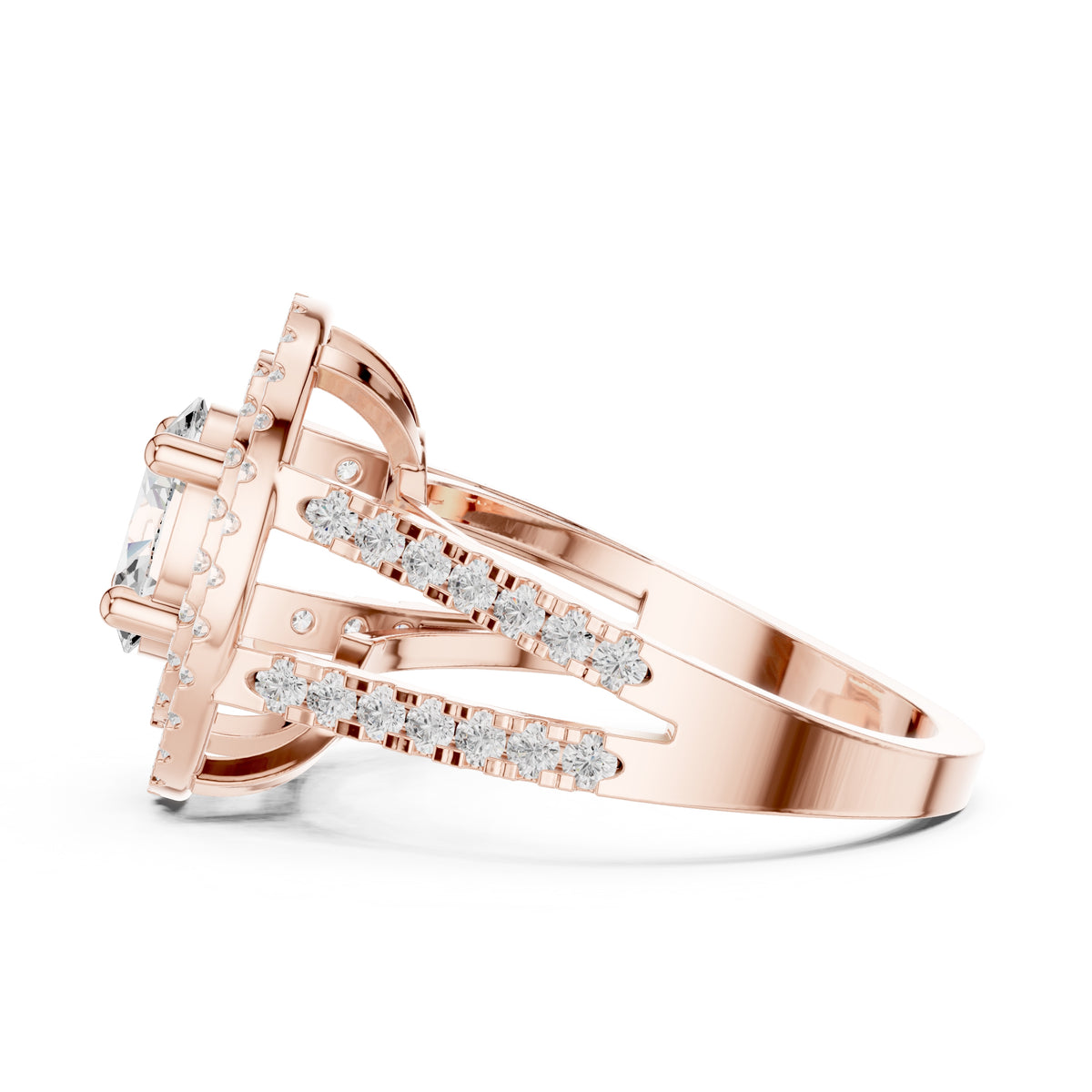 1.00 ct Oval Lab-Grown Diamond Double Halo Ring 1ct Rose Gold