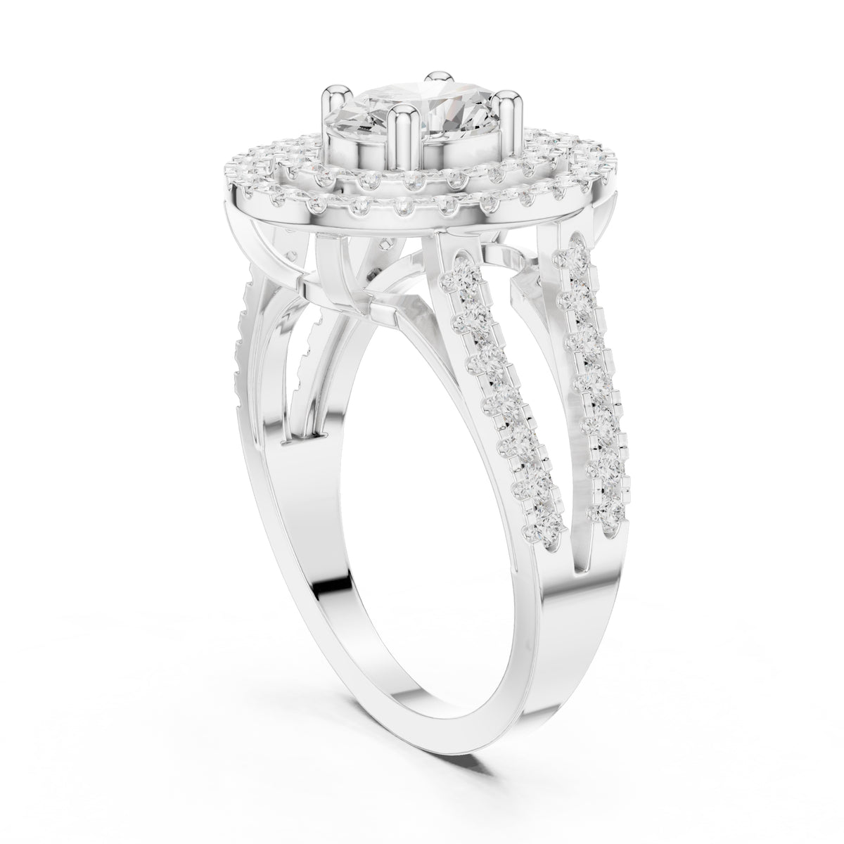 1.00 ct Oval Lab-Grown Diamond Double Halo Ring 1ct White Gold