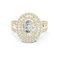 1.00 ct Oval Lab-Grown Diamond Double Halo Ring 1ct Yellow Gold