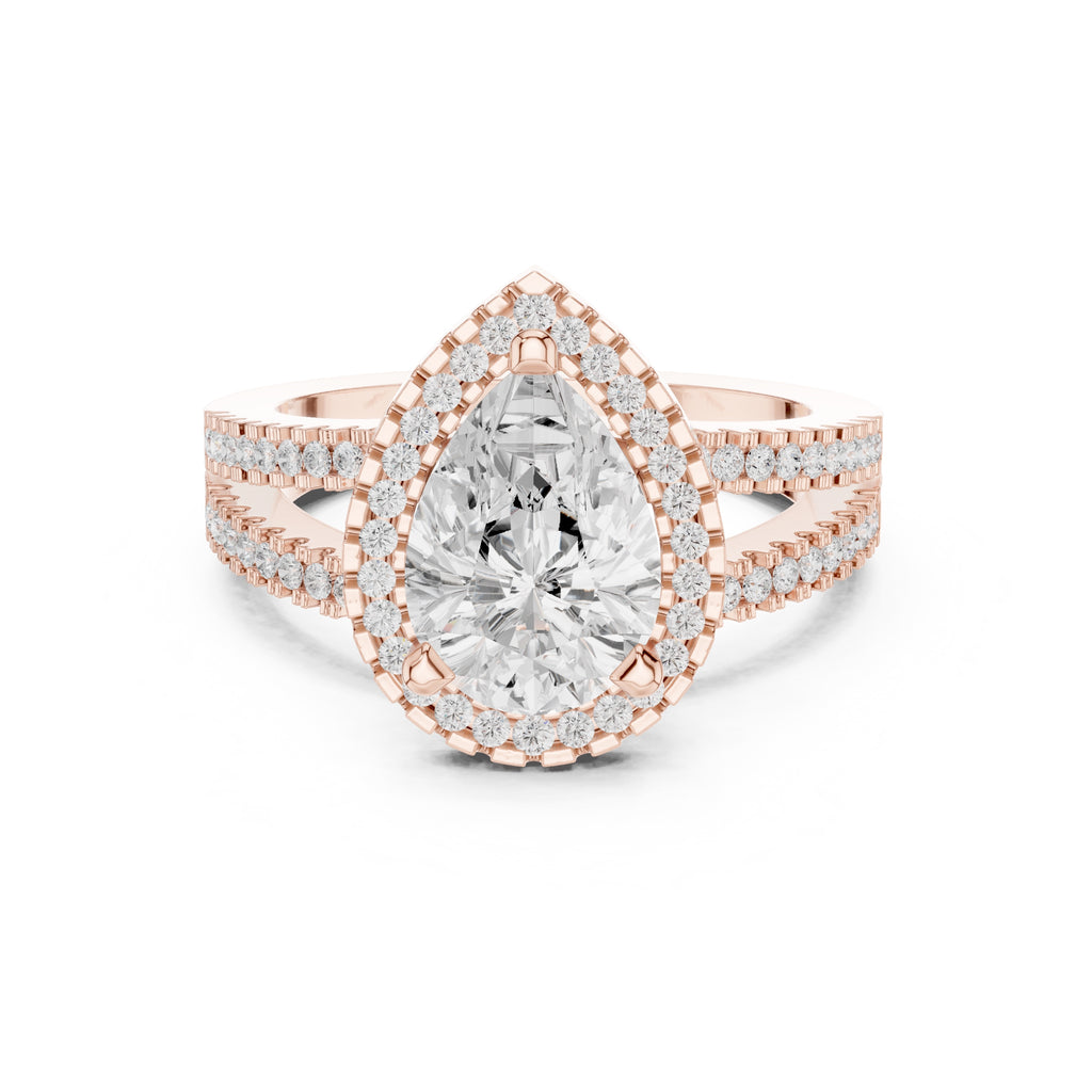 1.81 ct Pear Lab-Grown Diamond Split-Shank Halo Ring 1.81ct Rose Gold