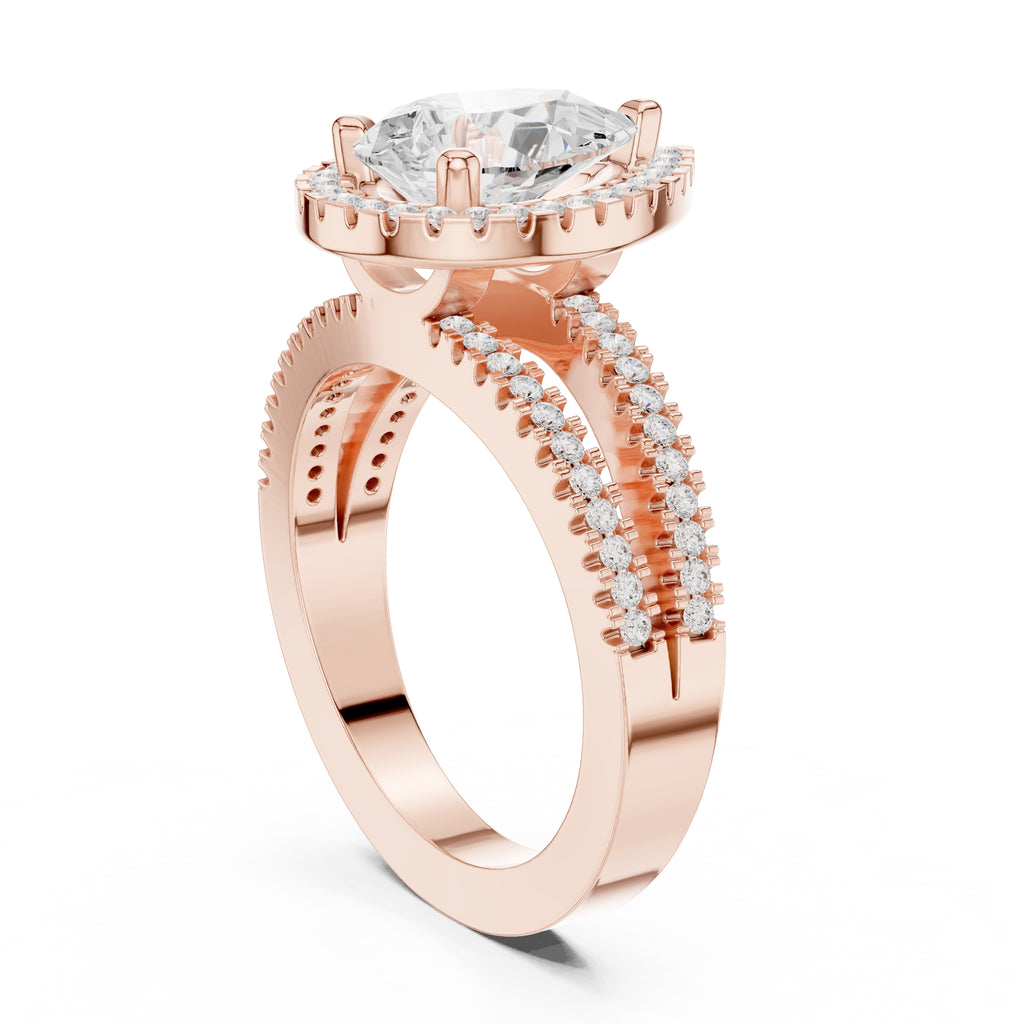 1.81 ct Pear Lab-Grown Diamond Split-Shank Halo Ring 1.81ct Rose Gold