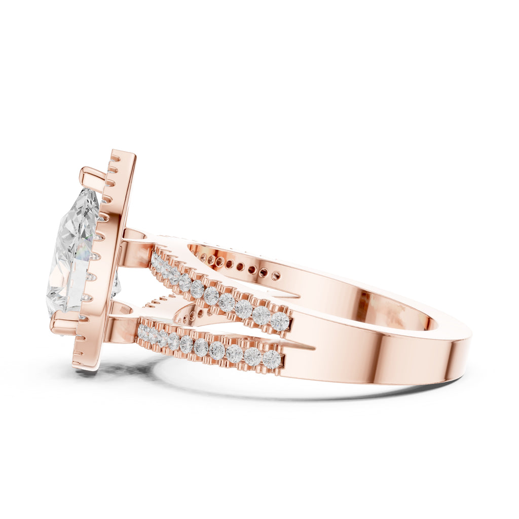 1.81 ct Pear Lab-Grown Diamond Split-Shank Halo Ring 1.81ct Rose Gold