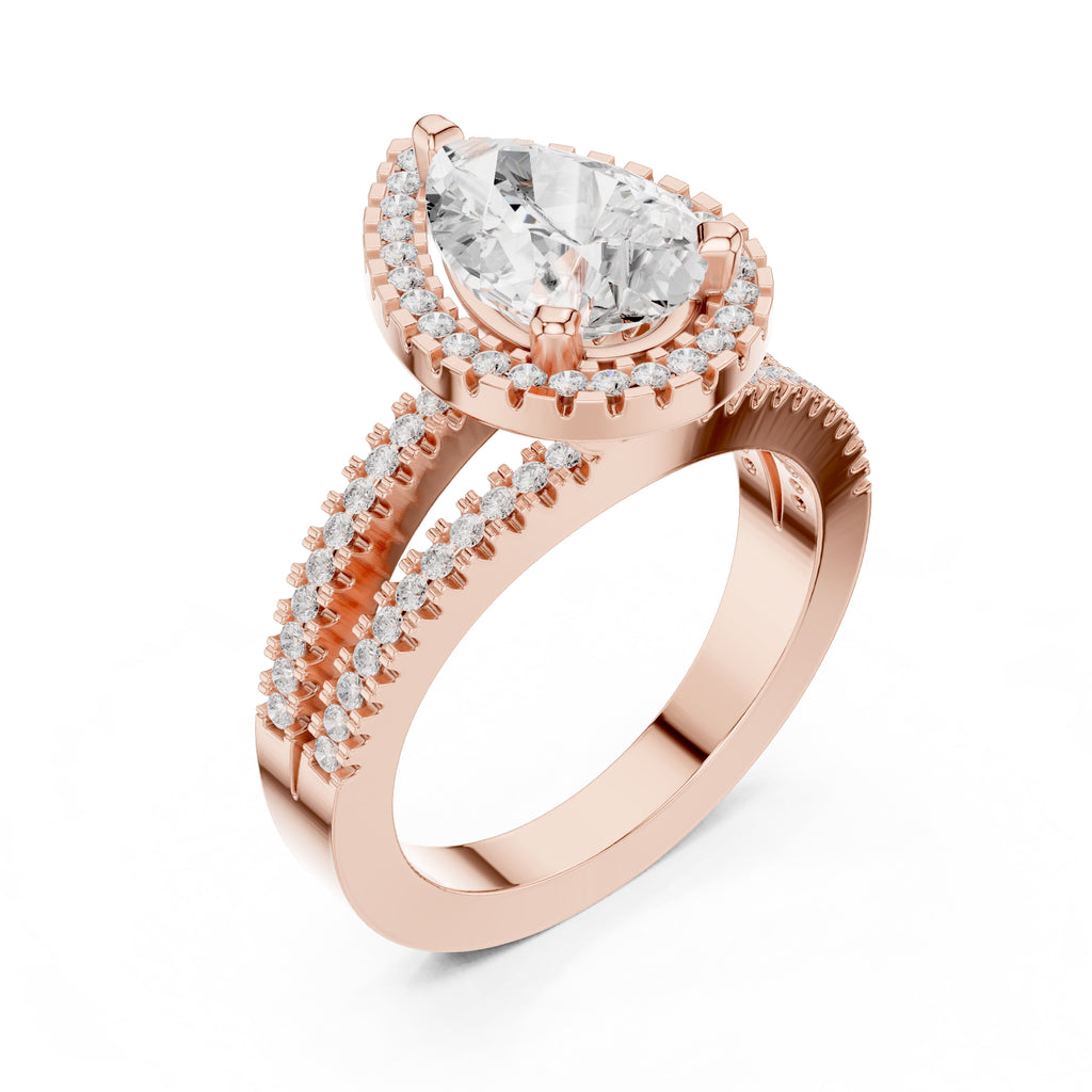 1.81 ct Pear Lab-Grown Diamond Split-Shank Halo Ring 1.81ct Rose Gold