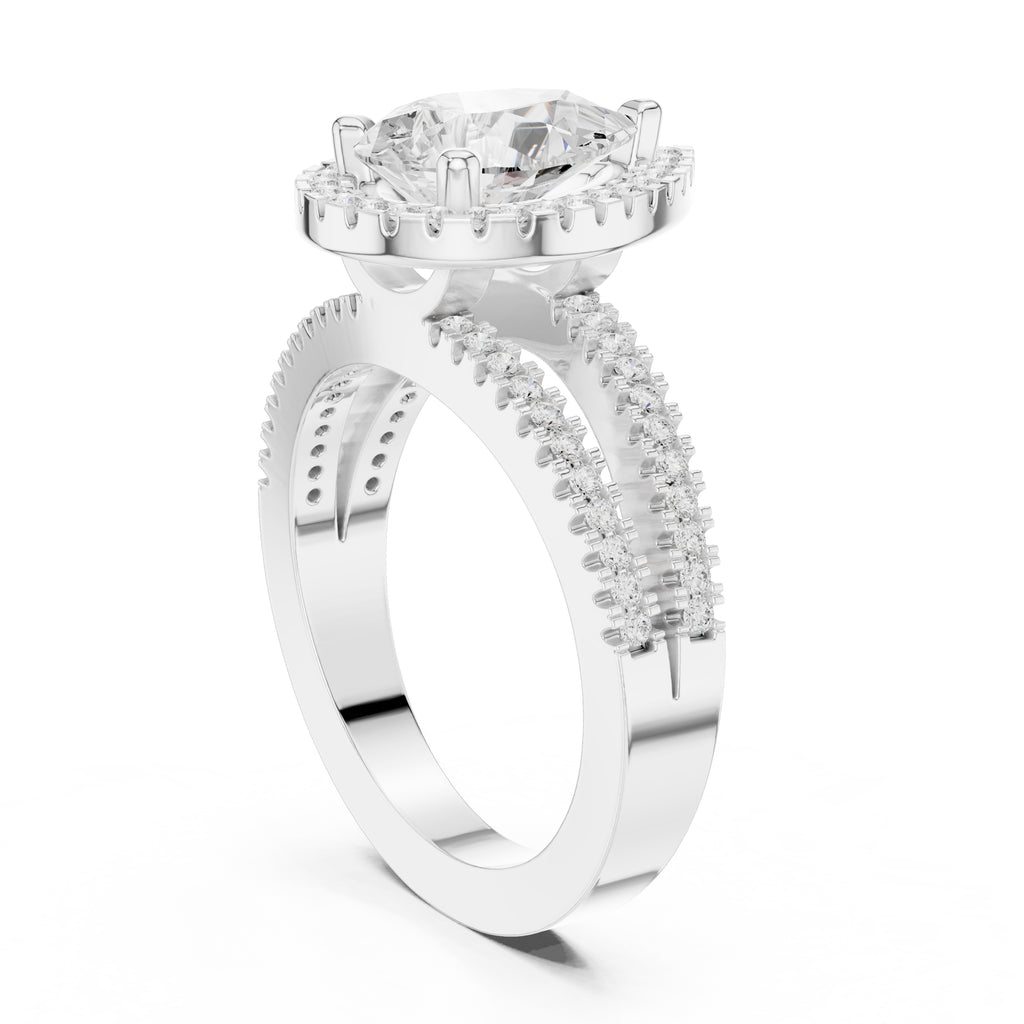 1.81 ct Pear Lab-Grown Diamond Split-Shank Halo Ring 1.81ct White Gold