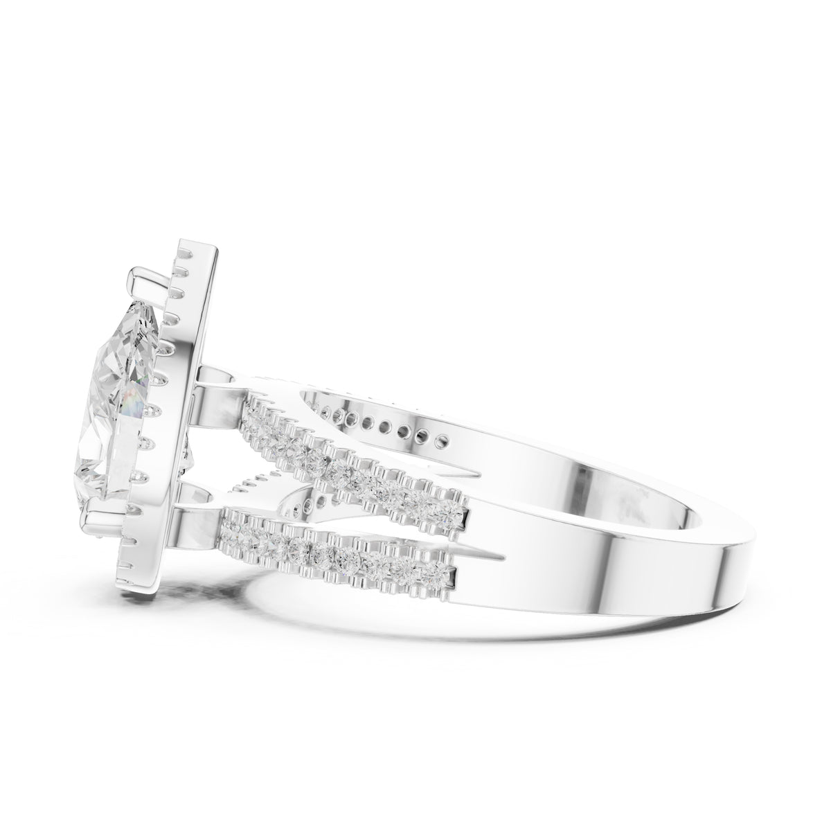 1.81 ct Pear Lab-Grown Diamond Split-Shank Halo Ring 1.81ct White Gold
