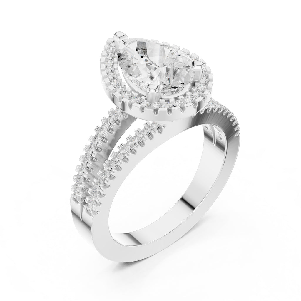 1.81 ct Pear Lab-Grown Diamond Split-Shank Halo Ring 1.81ct White Gold