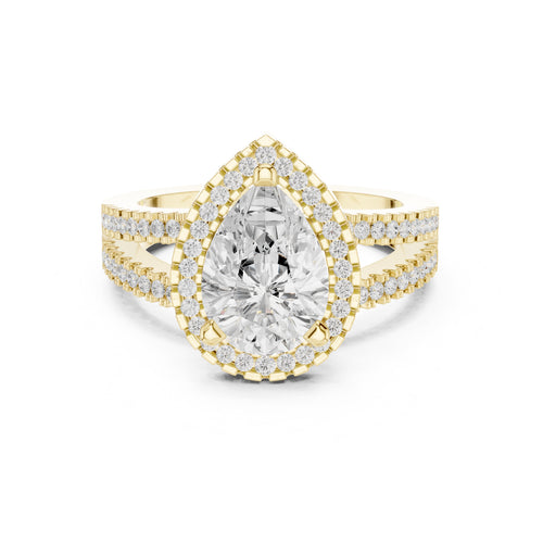1.81 ct Pear Lab-Grown Diamond Split-Shank Halo Ring 1.81ct Yellow Gold