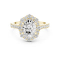 1.45 ct Oval Scalloped Halo Engagement Ring 1.45ct Yellow Gold