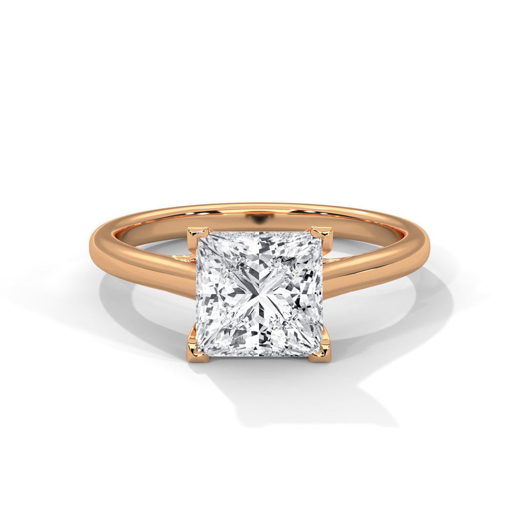 2.00 ct Classic Square Lab-Grown Diamond Solitaire Ring 2ct Rose Gold