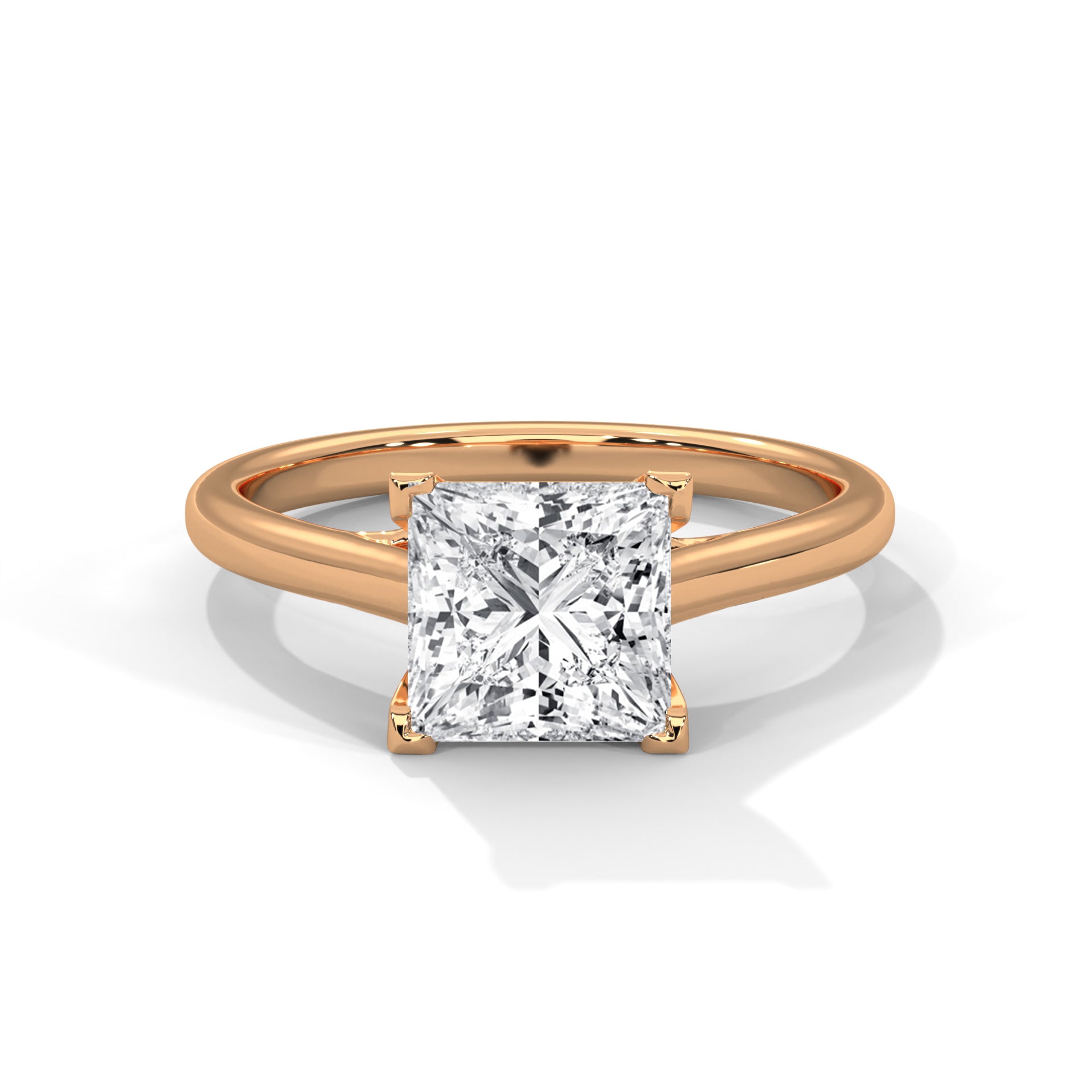 2.00 ct Classic Square Lab-Grown Diamond Solitaire Ring 2ct Rose Gold