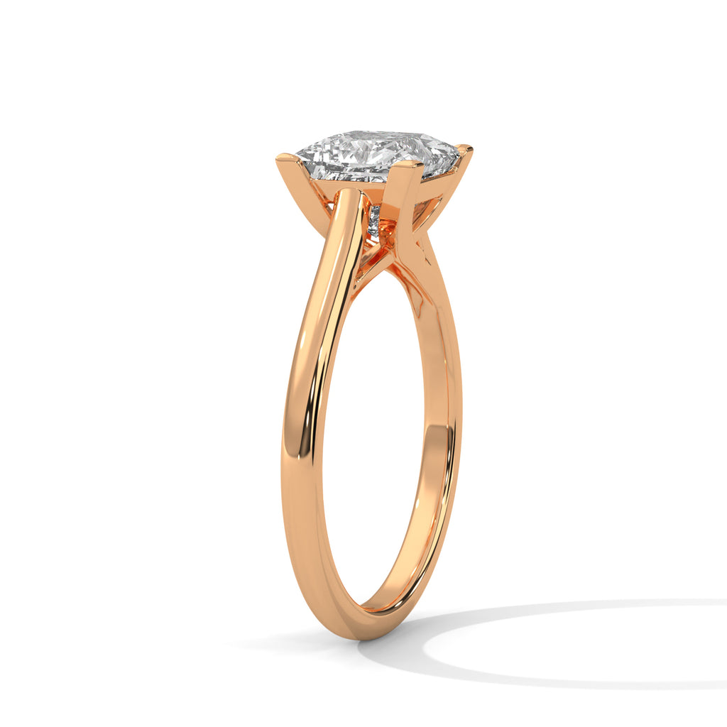 2.00 ct Classic Square Lab-Grown Diamond Solitaire Ring 2ct Rose Gold