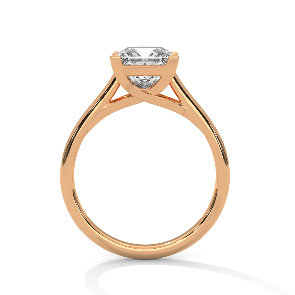 2.00 ct Classic Square Lab-Grown Diamond Solitaire Ring 2ct Rose Gold