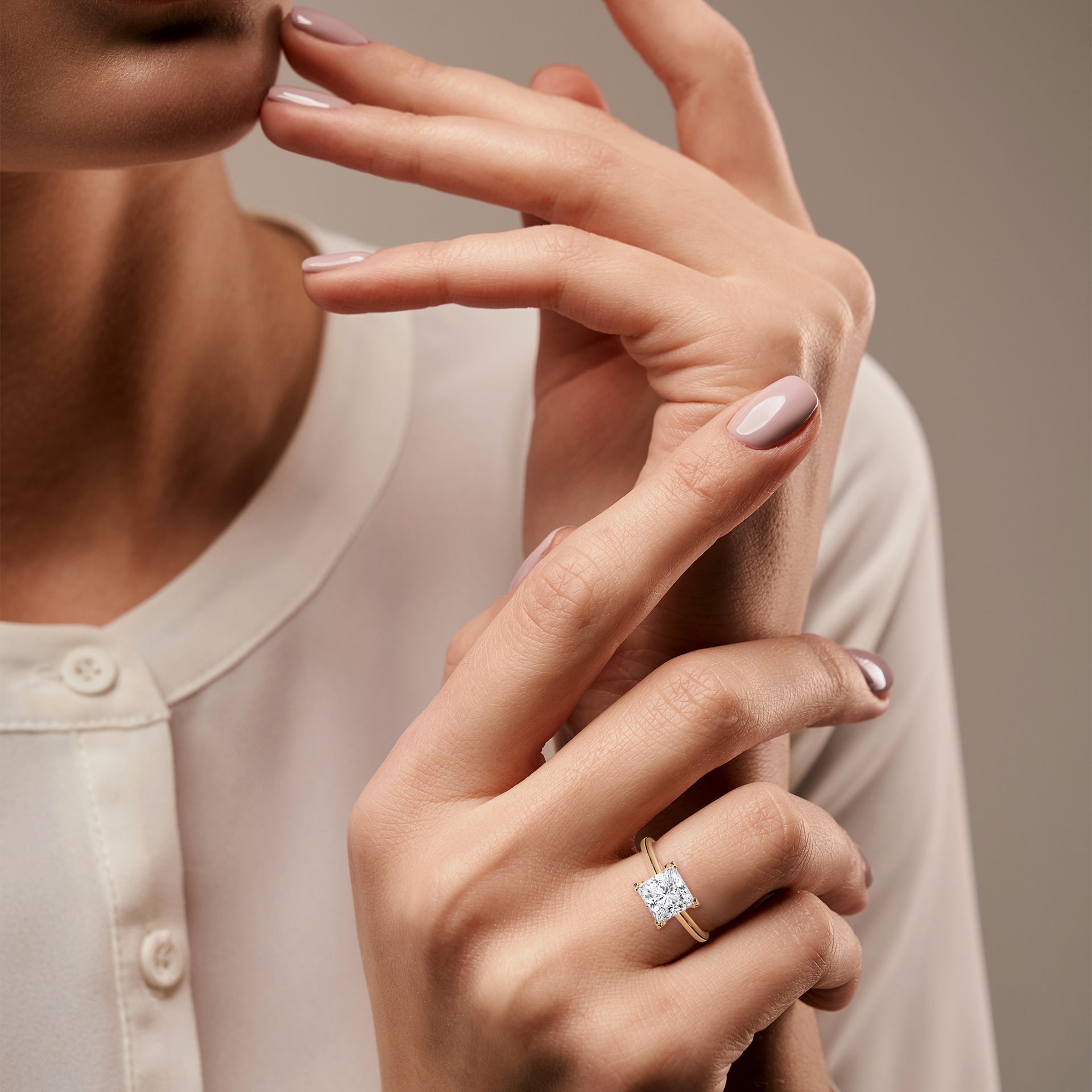 2.00 ct Classic Square Lab-Grown Diamond Solitaire Ring 2ct Rose Gold
