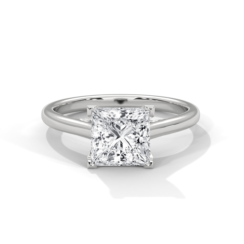 2.00 ct Classic Square Lab-Grown Diamond Solitaire Ring 2ct White Gold