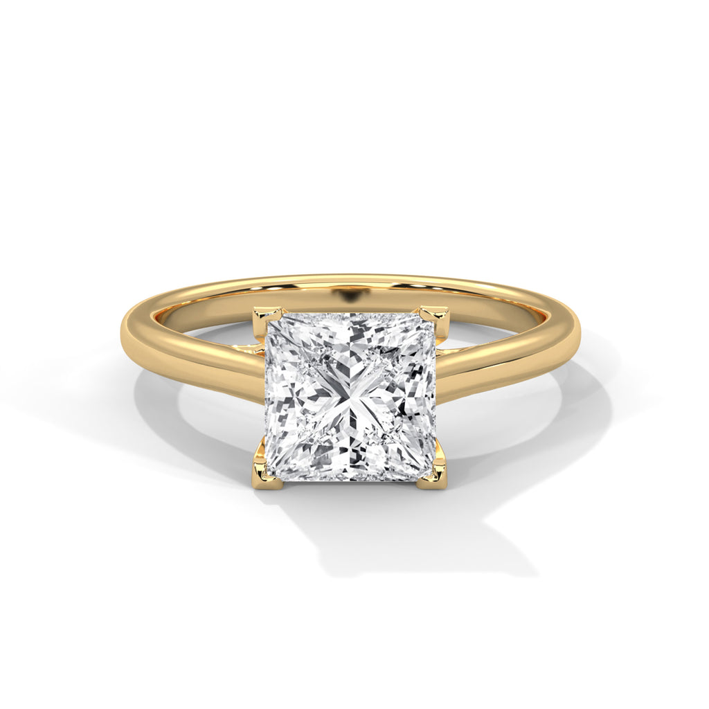 2.00 ct Classic Square Lab-Grown Diamond Solitaire Ring 2ct Yellow Gold