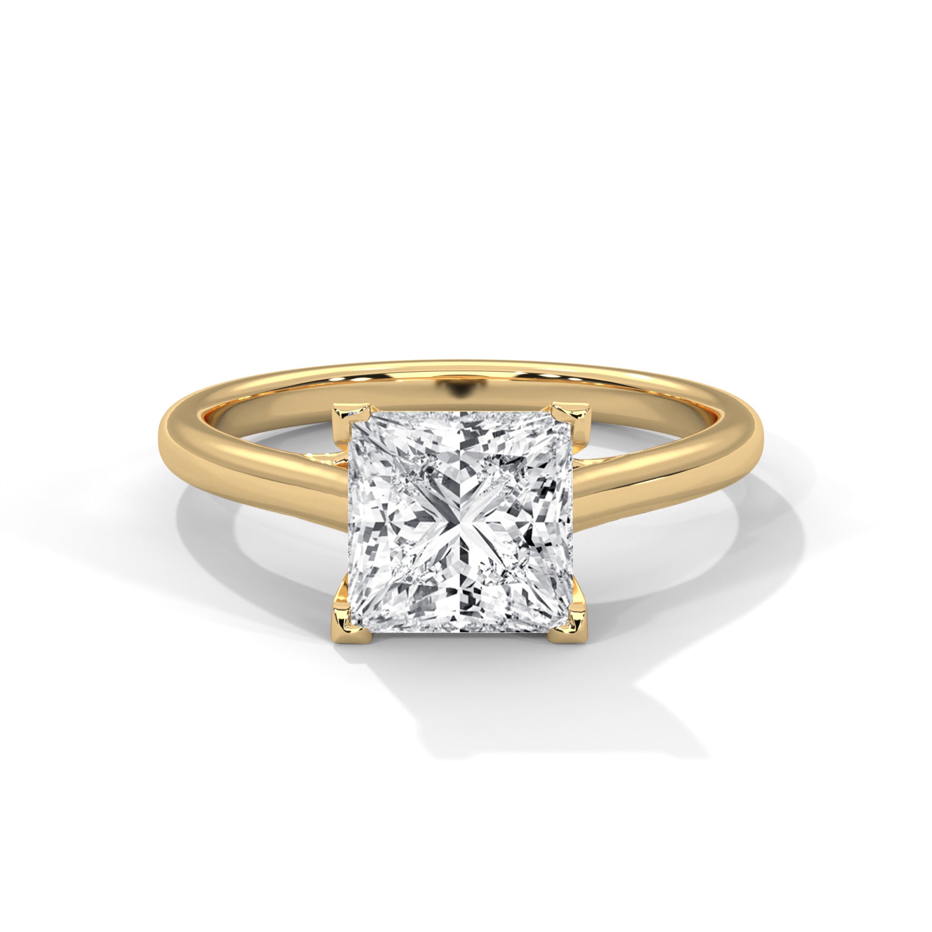 2.00 ct Classic Square Lab-Grown Diamond Solitaire Ring 2ct Yellow Gold