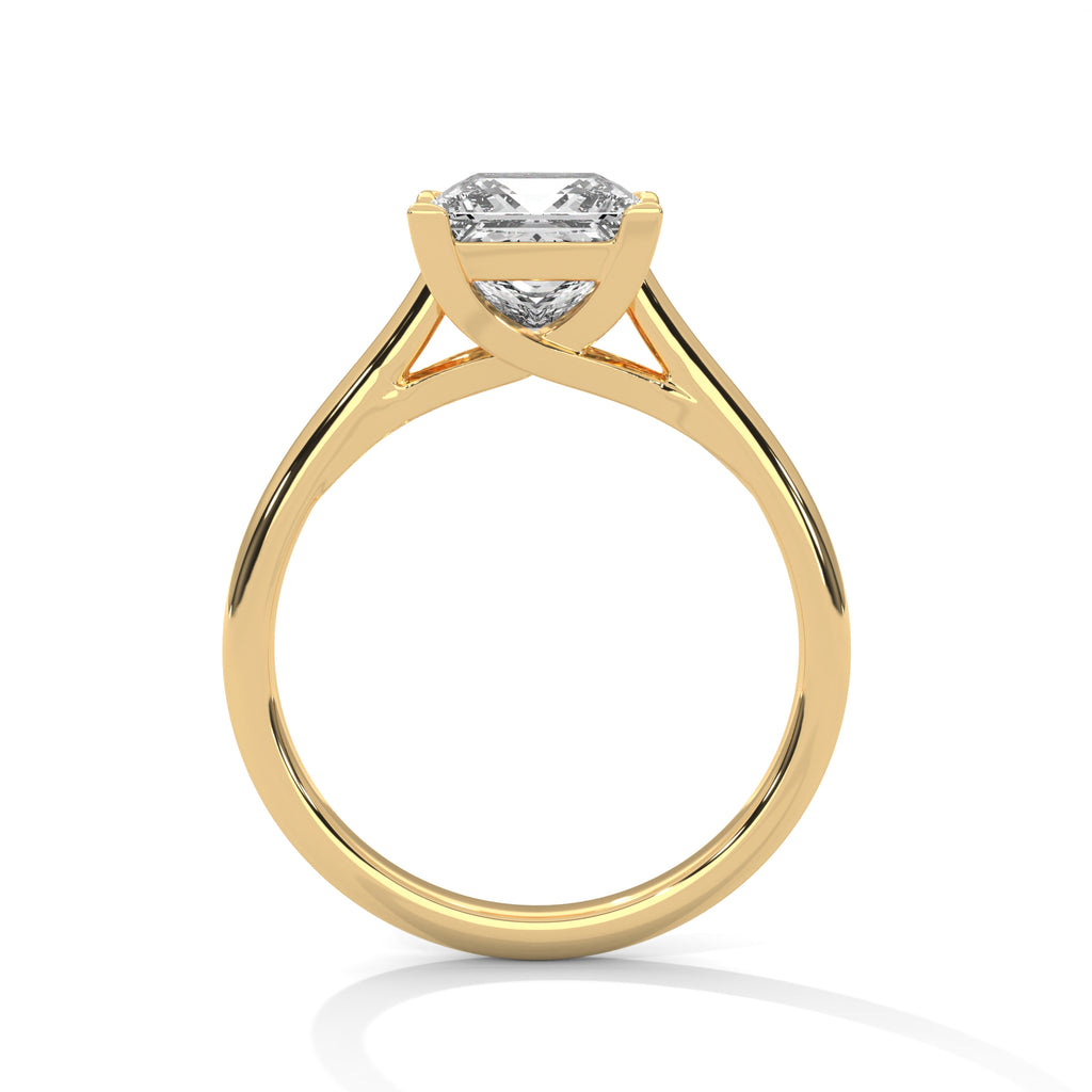 2.00 ct Classic Square Lab-Grown Diamond Solitaire Ring 2ct Yellow Gold