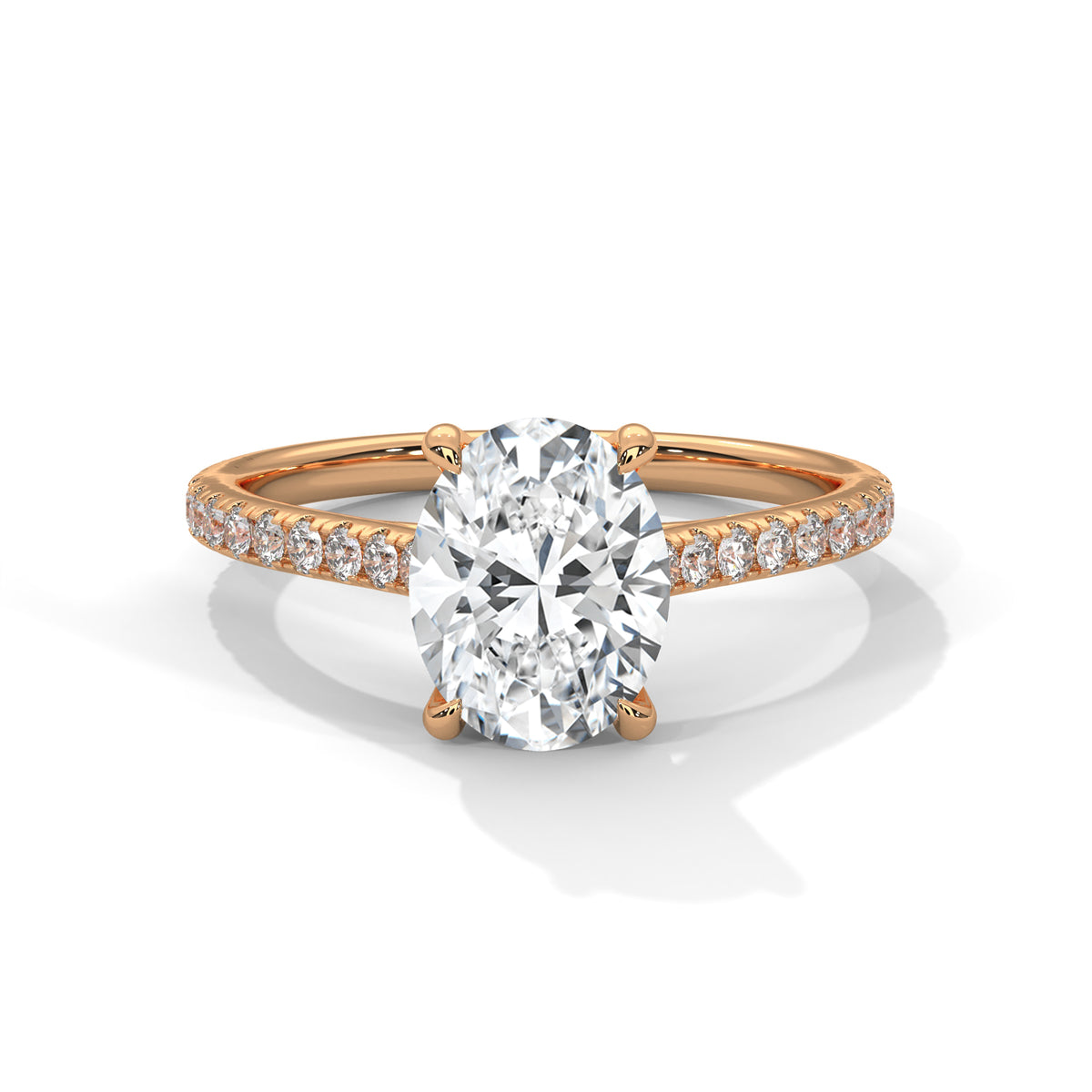 2.00 ct Oval Solitaire with Pavé Band 2ct Rose Gold