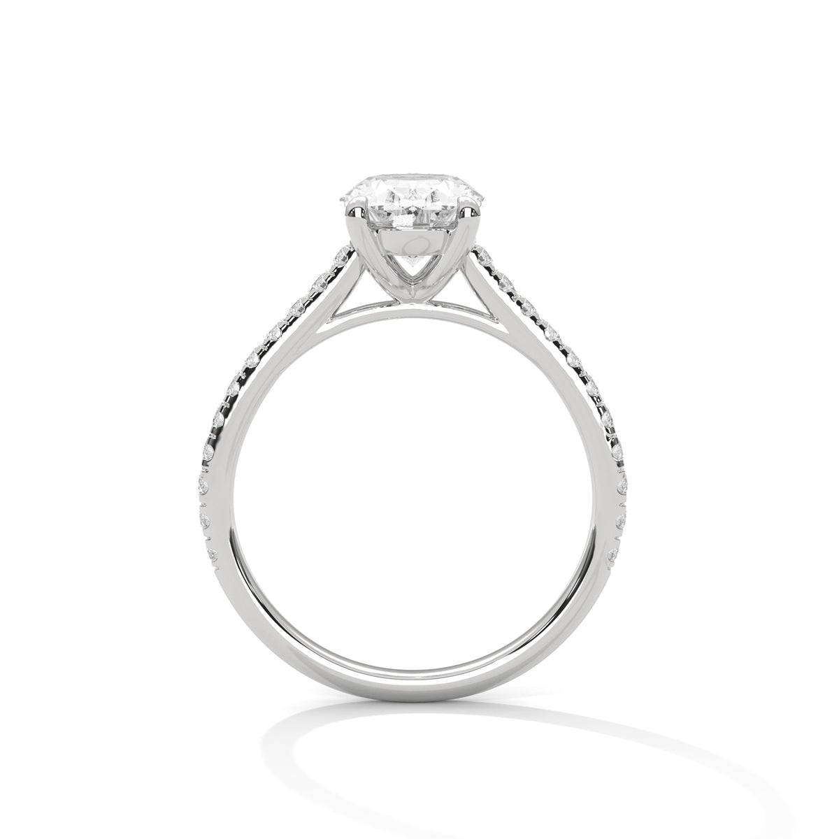 2.00 ct Oval Solitaire with Pavé Band 2ct White Gold
