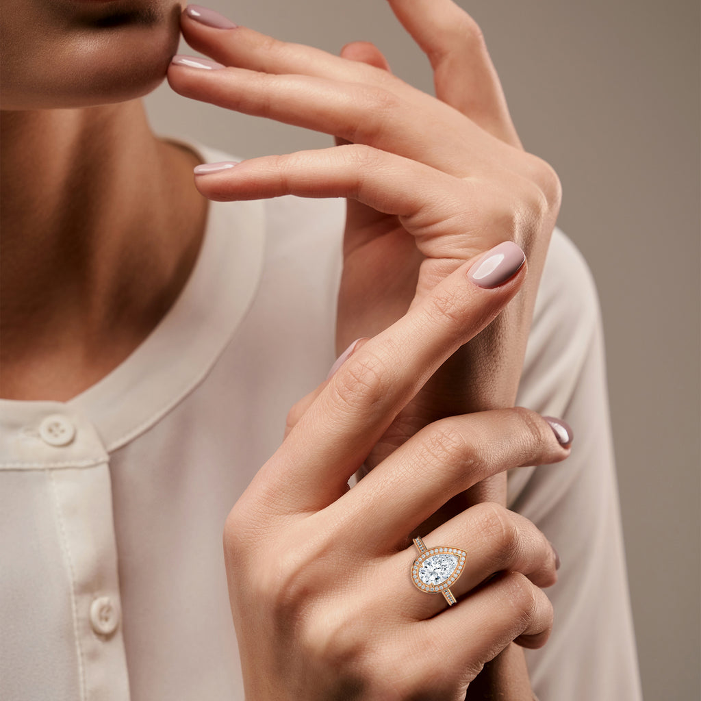 2.00 ct Teardrop Halo Engagement Ring 2ct Rose Gold