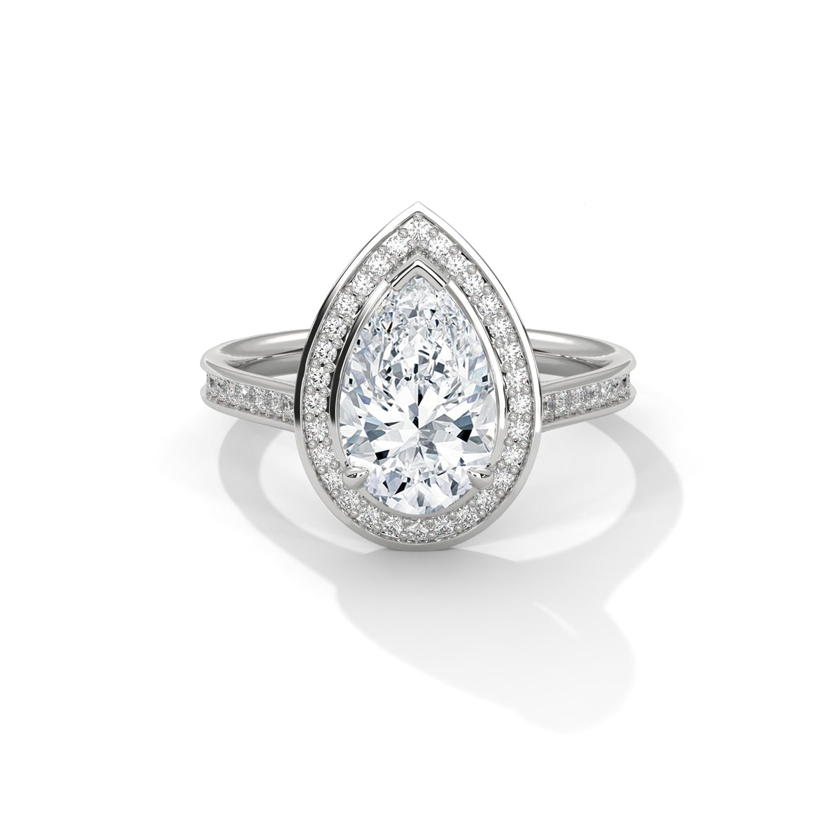 2.00 ct Teardrop Halo Engagement Ring 2ct White Gold