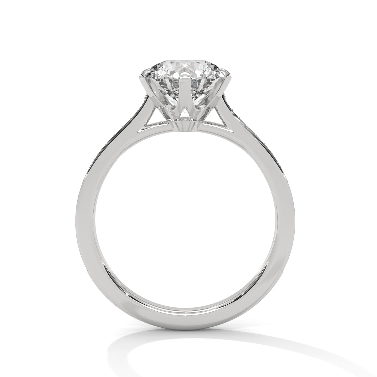 2.00 ct Round Solitaire with Pavé Band 2ct White Gold