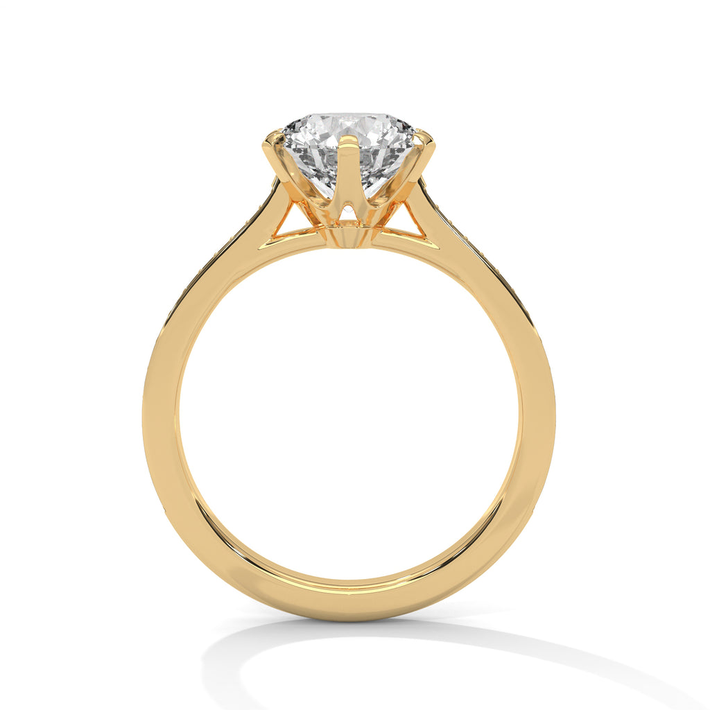 2.00 ct Round Solitaire with Pavé Band 2ct Yellow Gold