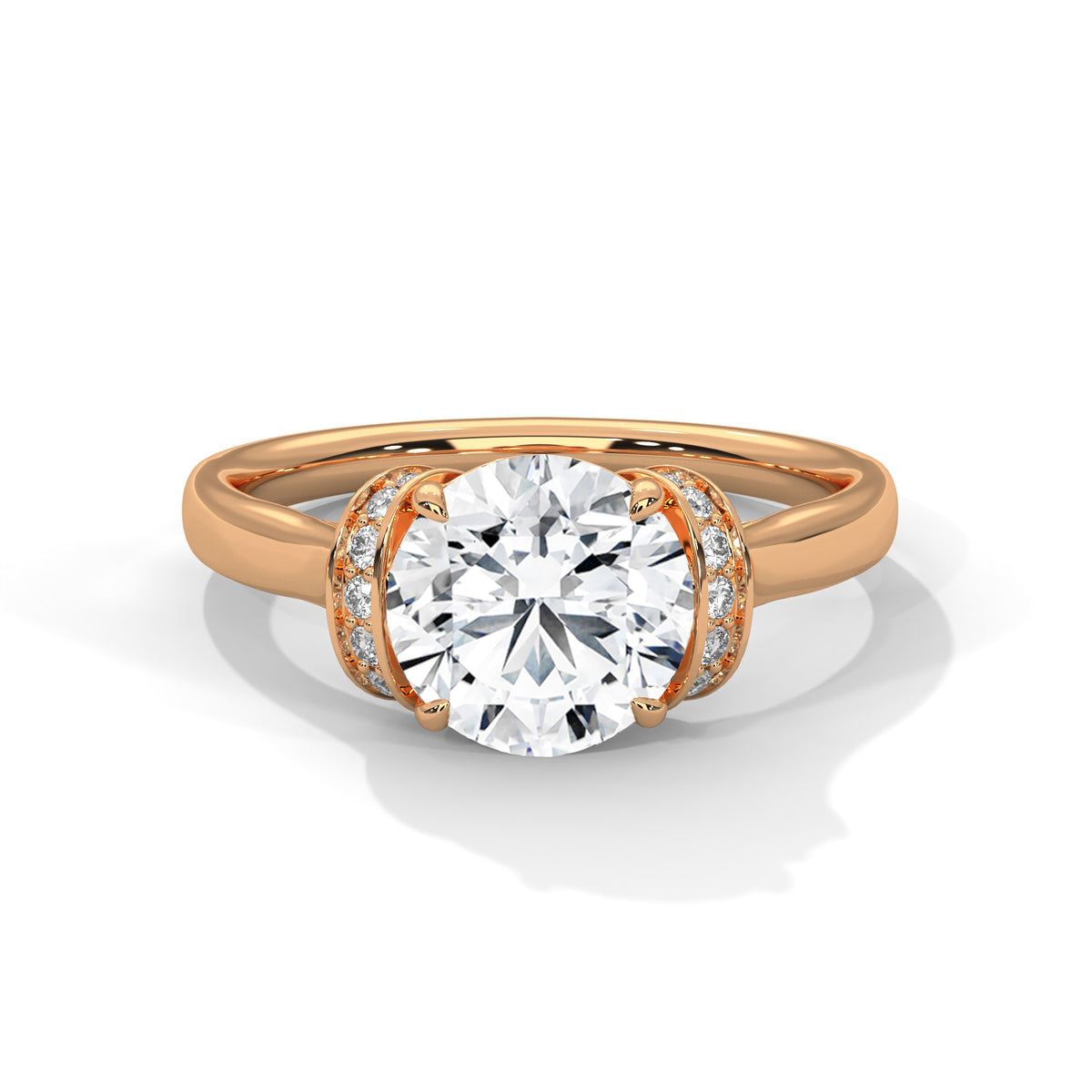 2.00 ct Round Solitaire with Hidden Halo 2ct Rose Gold