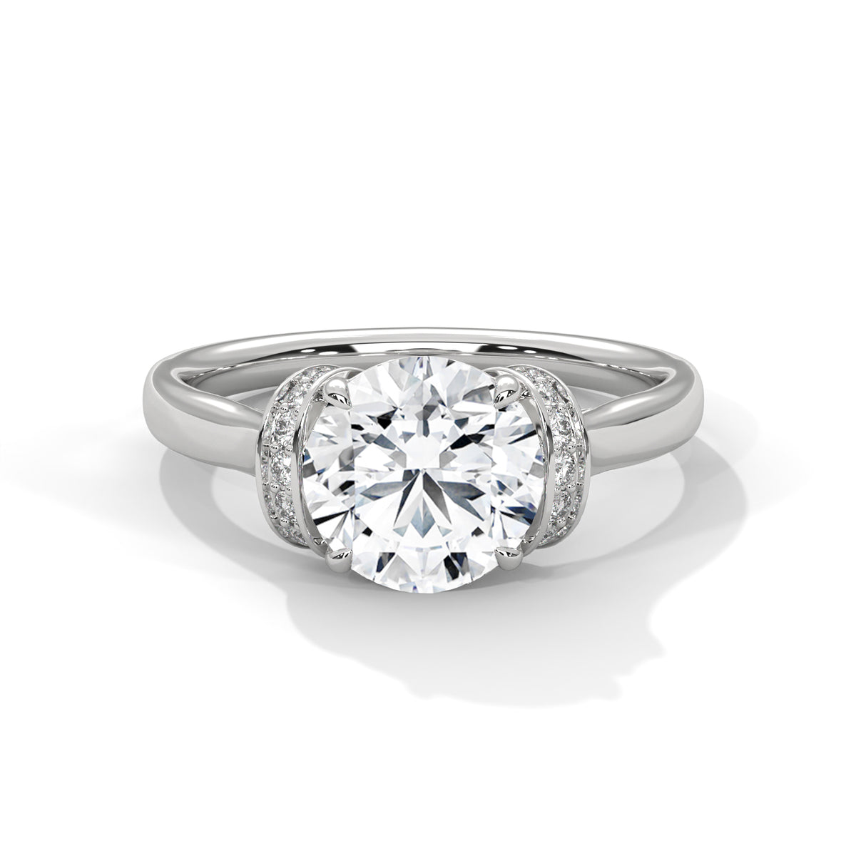 2.00 ct Round Solitaire with Hidden Halo 2ct White Gold