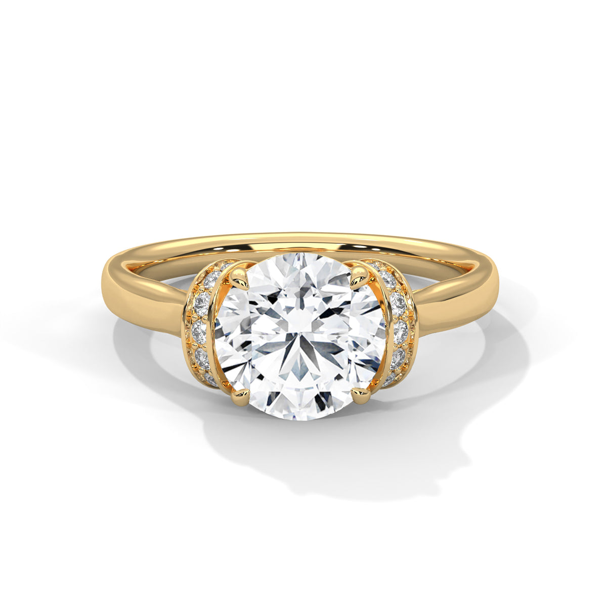 2.00 ct Round Solitaire with Hidden Halo 2ct Yellow Gold