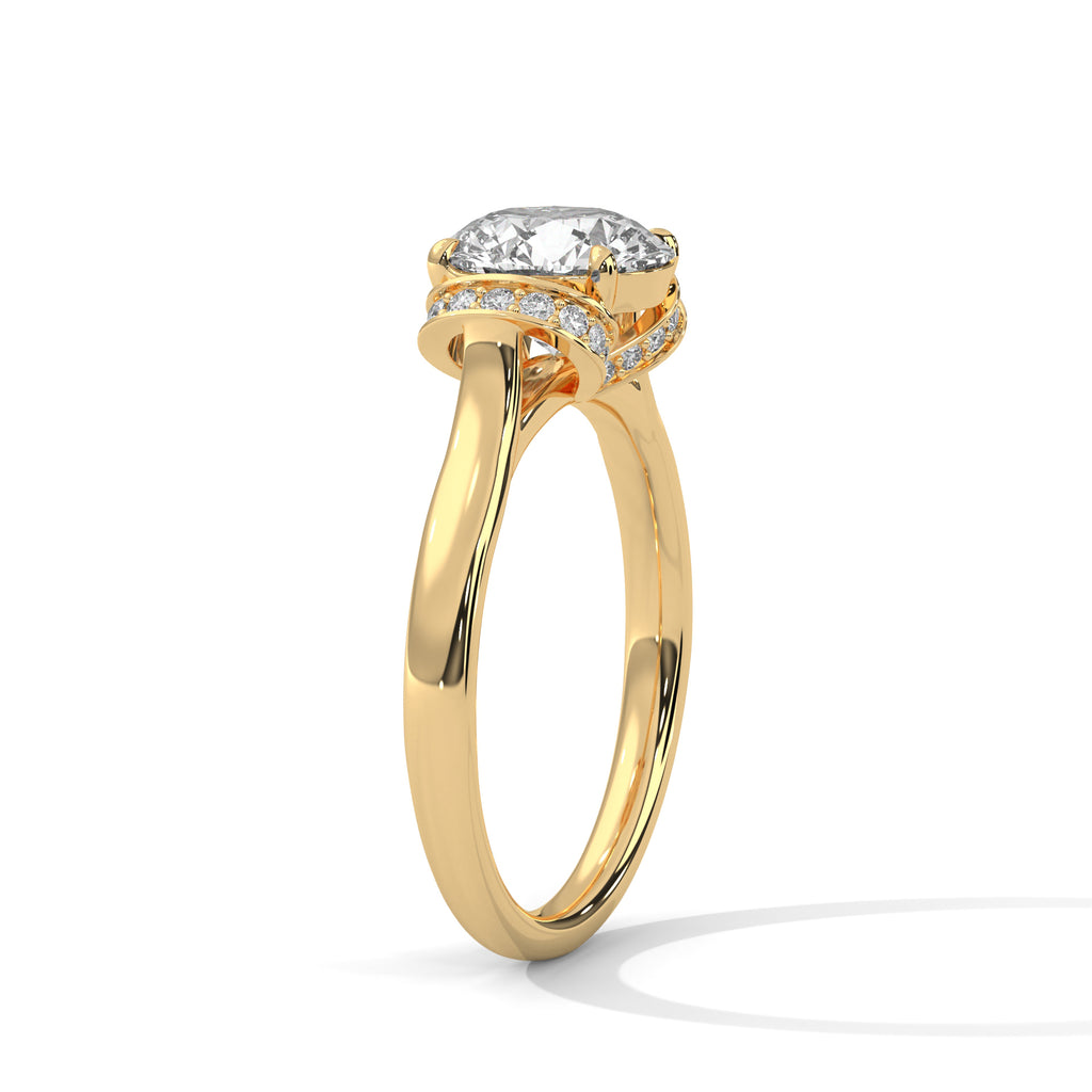 2.00 ct Round Solitaire with Hidden Halo 2ct Yellow Gold