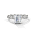 2.00 ct Emerald Cut Solitaire with Pavé Band 2ct White Gold