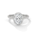 2.00 ct Classic Oval Halo Lab-Grown Diamond Ring with Plain Band 2ct White Gold